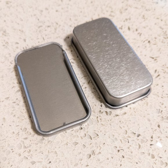 10PCS Mini Slide Top Tin Containers Rectangular Metal Portable Silver Solid Balm - Picture 4 of 4